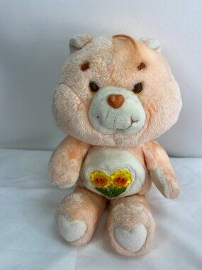 Vintage 1983 Care Bears Friend Bear Plush By Kenner Sunflower Design 13" Peach Y
